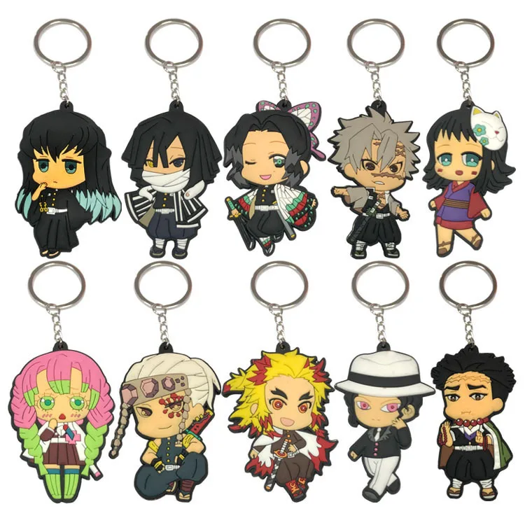 Anime Demon Slayer Keychain Charms Brinco Blade of Ghost Key Chains Kamado Tanjirou Cosplay Yaiba Keyring Pendant Halloween Gift | Украшения
