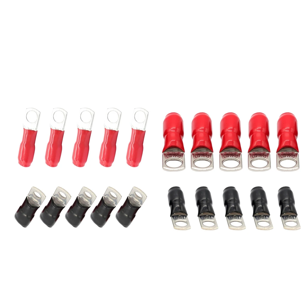 20Pcs Heavy Duty Wire Lugs Battery Cable Ends Copper Ring Terminal Connectors (6 AWG  & 4 AWG)
