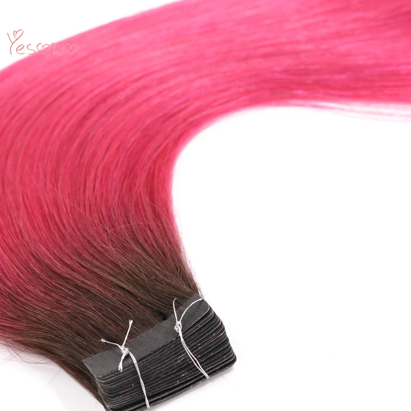 

Yesowo Ombre Remy Human Hair 10PCS 20PCS 40PCS Silky Straight 2.5g/piece Peruvian Hair Tape Extensions