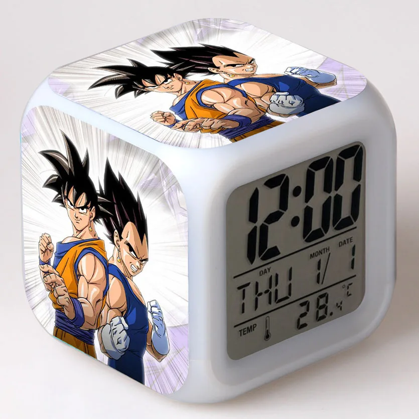 05 Dragon Ball Z светодиодный детский будильник красочные вспышки сенсорный свет Гоку мультфильм цифровые настольные часы с температурой электронные часы - Цвет: 05