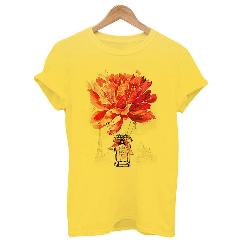 Yellow T Shirt Women 2020 New Summer Short Sleeve Floral Flower Fashion Lady Top Tshirt Ladies Womens Graphic Female Tee T-Shirt