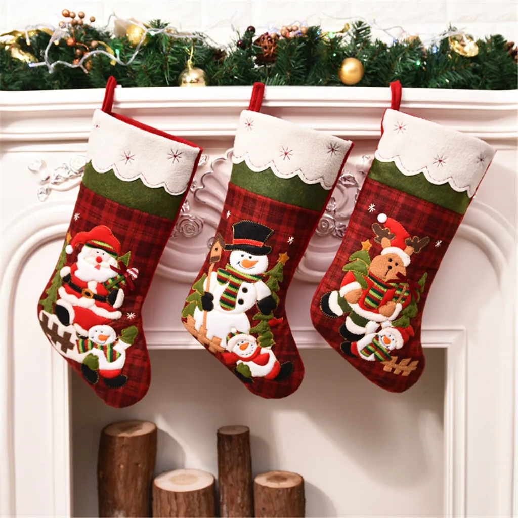 

Candy Bag Christmas Gifts Tree Ornament Stocking Santa Claus Snowman Sock Christmas ornaments and decorations navidad 2020