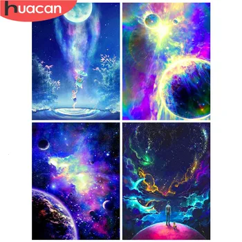 

HUACAN Full Drill Square Diamond Painting Landscape 5D Embroidery Cross Stitch Universe Decoration For Home