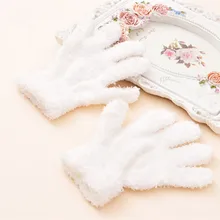 Зимние теплые детские перчатки, детские вязаные эластичные варежки, Детские однотонные женские перчатки, вязаные перчатки для мальчиков