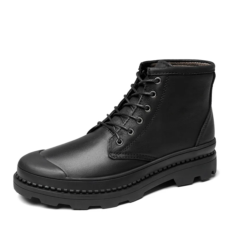 

Autumn And Winter Men's Boot Full-grain Leather Martin Boots Men England Boots plus Velvet Warm Trend Ankle Boots