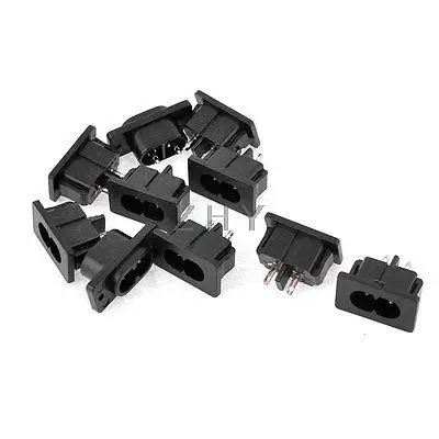 

AC 250V 1A IEC320 C8 Male Plug Self Lock Power Inlet Socket Adapters 10 Pcs