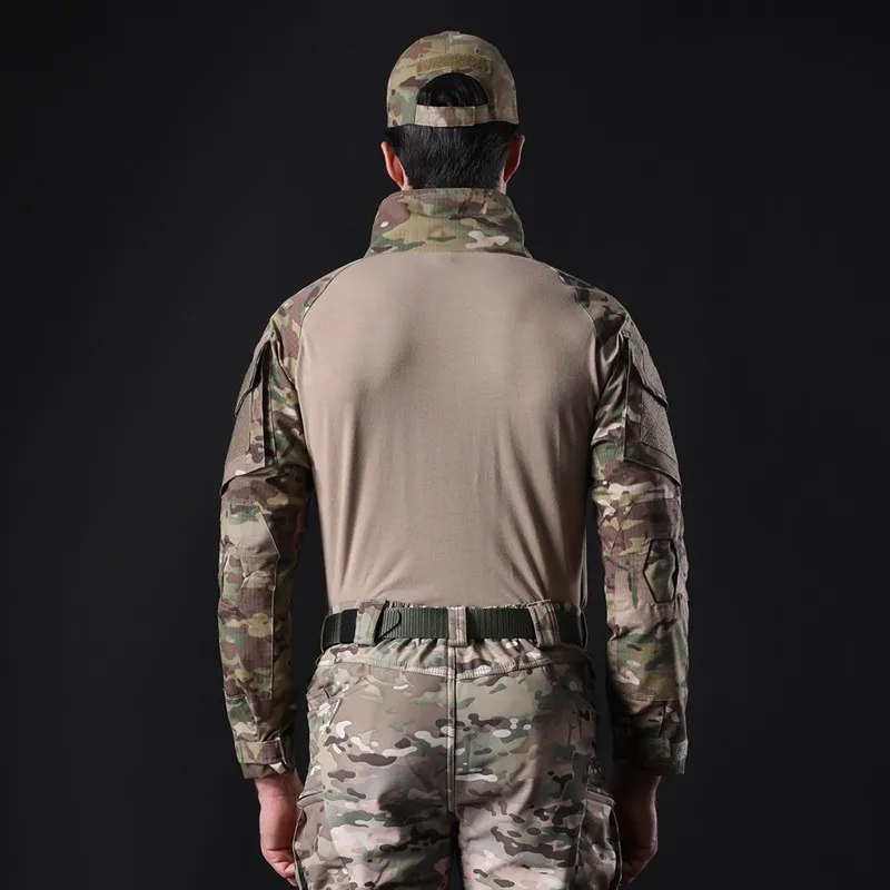 Военная форма футболка мужская с длинным рукавом камуфляжная тактическая рубашка охотничья Боевая Мультикам камуфляжная с длинным рукавом армейская униформа для улицы