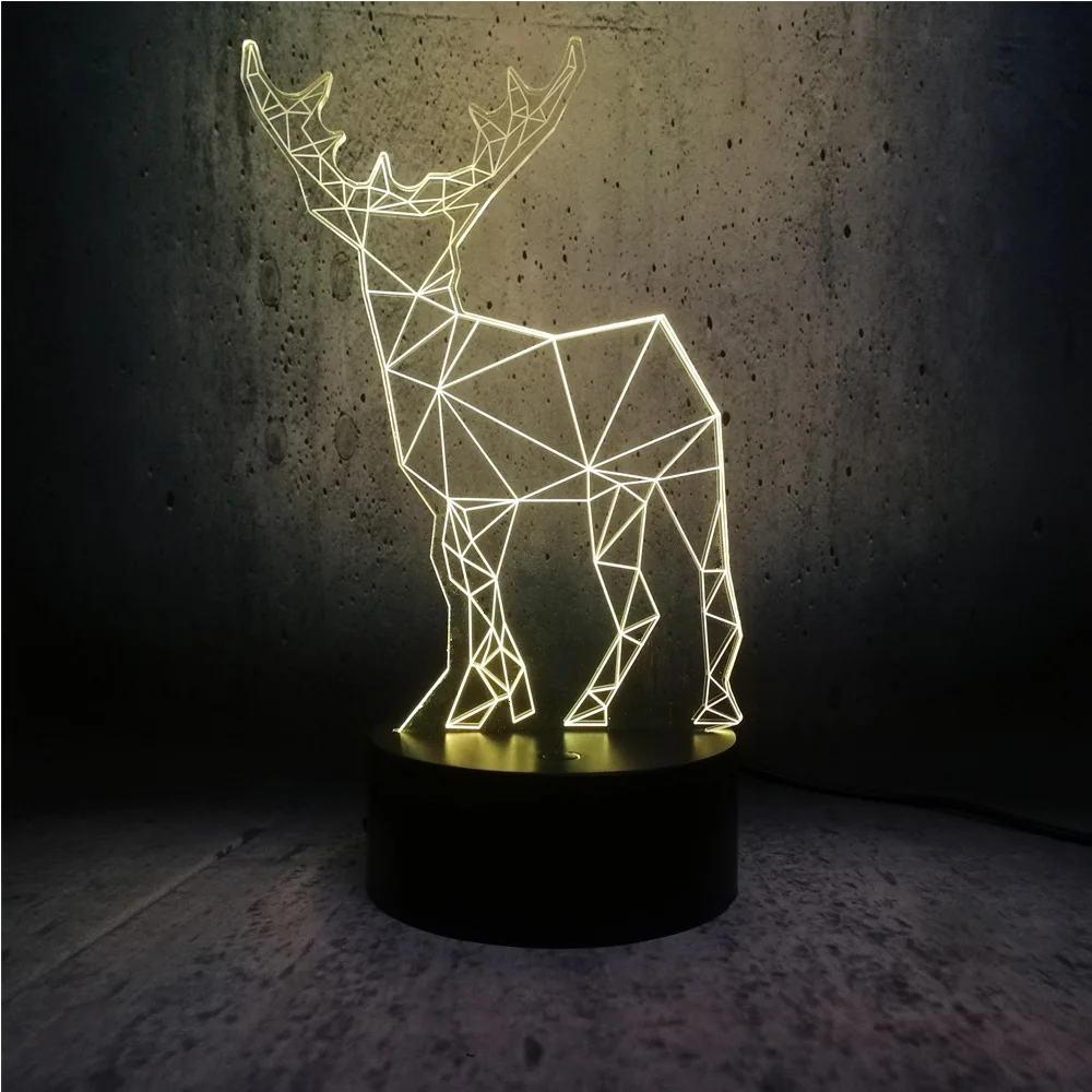 Светодиодный вулканической лавы Ретро животных украшение олень 3D USB