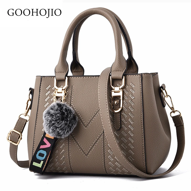 GOOHOJIO новые сумки-мессенджеры с вышивкой Женские кожаные сумочки для женщин Sac основной Дамский шарик для волос ручная сумка