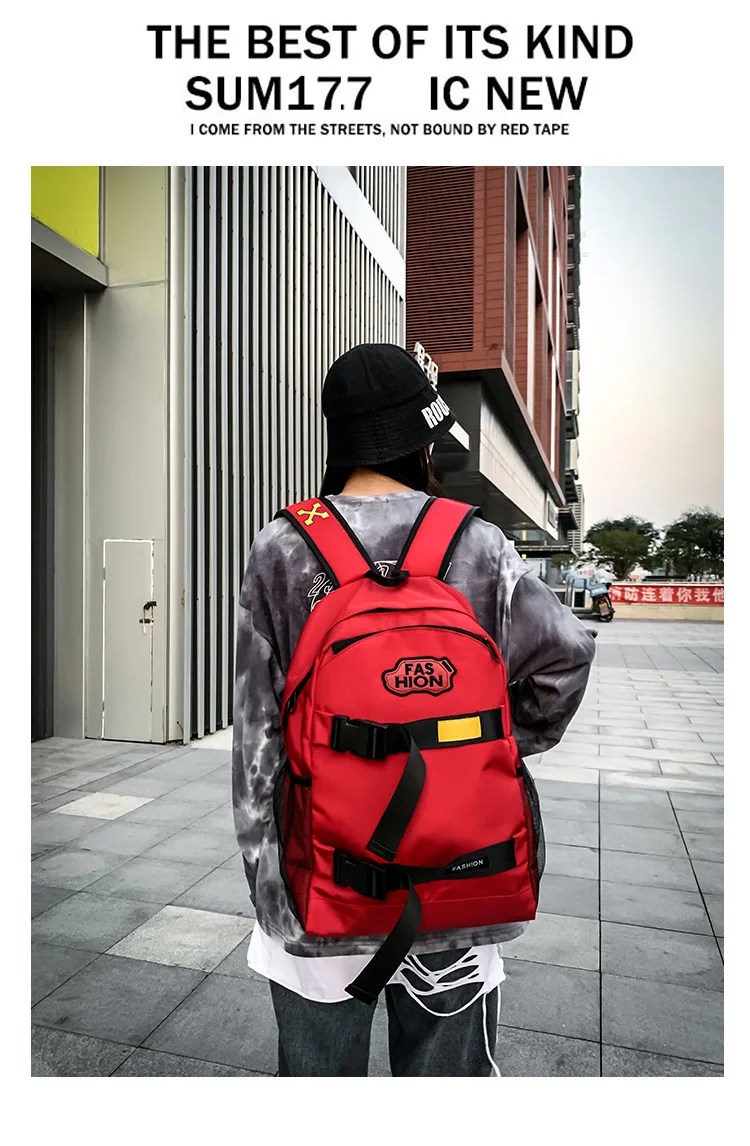 Вышитый мужской повседневный уличный рюкзак в стиле хип-хоп, женский спортивный уличный рюкзак для путешествий, трендовая рабочая сумка для скейтборда