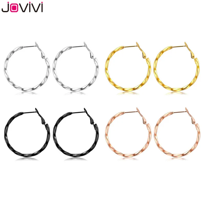 

Jovivi New Stainless Steel 20G Hoop Earrings For Women Lady Large Geometric Hollow Statement Loop Earring Gifts Punk Ear Jewelry