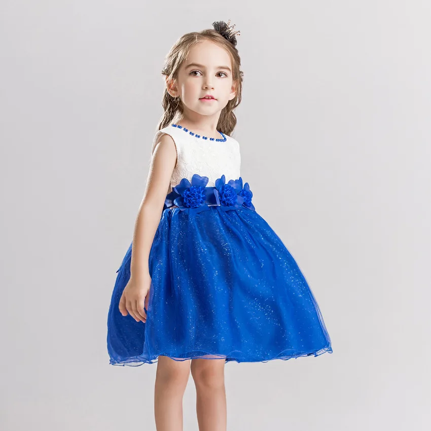 Детское газовое платье-пачка для девочек; платье принцессы с цветочным рисунком; летнее кружевное платье с бусинами; детская одежда;