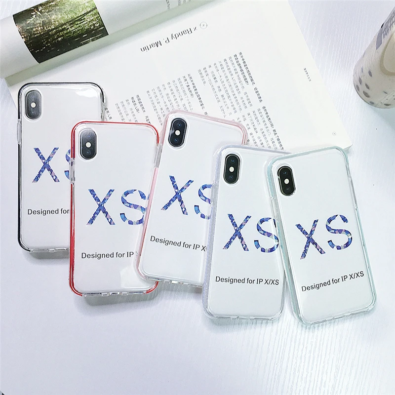 Simple and stylish transparent phone case for iPhone 6 6S 7 8 Plus X XS MAX soft silicone XR color edge |