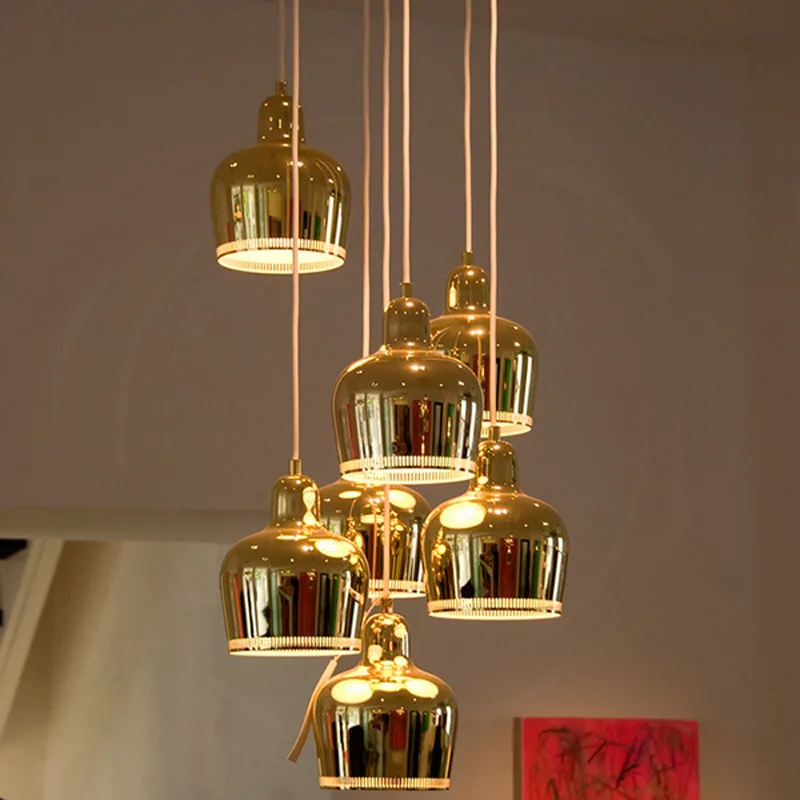 Denmark Nordic Artek Finnish Alvar Aalto Admiralty Bell Pendant Lights Bedroom Metal Luster Led Lamp Dining Room Bar De Fixtures