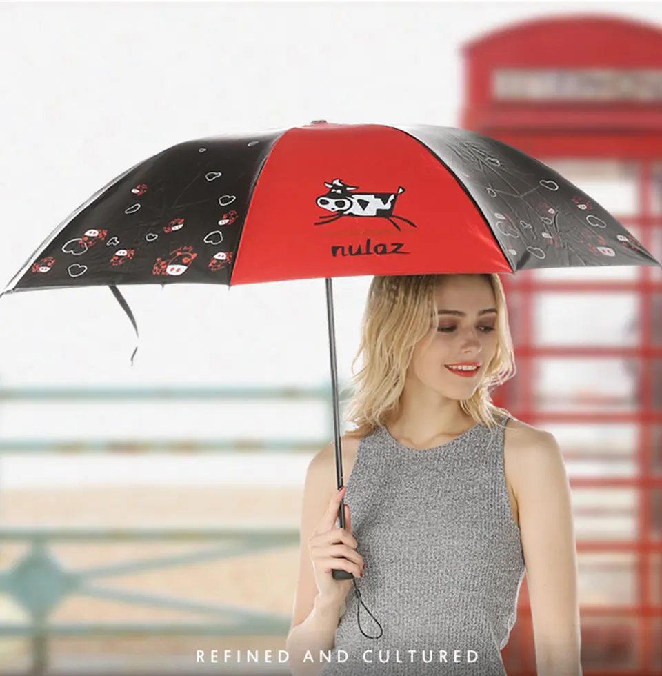 Трехстворчатый складной зонт с черным покрытием для утолщенного солнцезащитного средства от дождя и УФ-излучения, небольшие Неавтоматические непрозрачные зонты для женщин