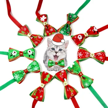 

Christmas Adjustable Cat Dog Collar Holiday Cats Dog Bow Tie Pet Neck Strap Cat Dog Grooming Accessories Puppy Cat Necklace