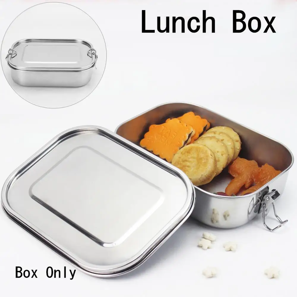 

1PC 1400ML Stainless Steel Food Lunch Box Snacks Fruit Double-ear Food Storage Lunch Food Container for Camping Picnic Outdoor