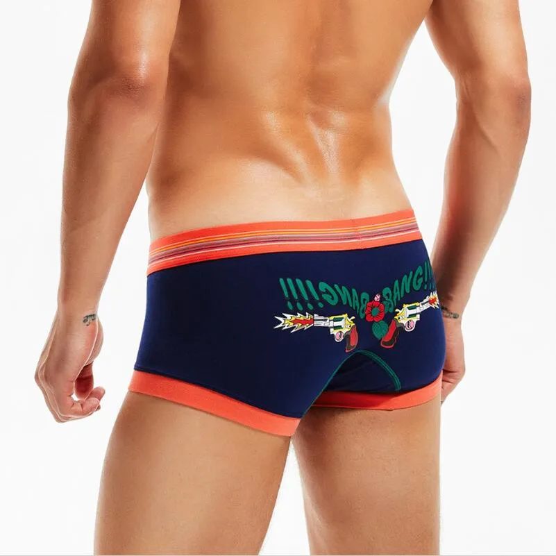 

3pcs/lot New SEOBEAN Men's boxer underwear Cotton low-waist sexy slim shorts boxer male underwear