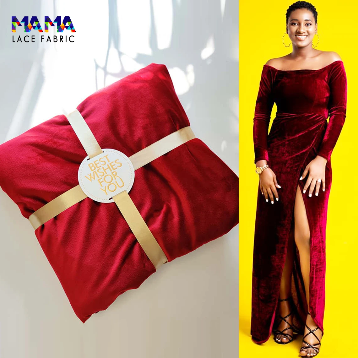 

2021 Red Silk Velvet Fabric Velour Velvet Cotton High Quality Sewing Cotton Material For Wedding Dress Stretch African Sewing