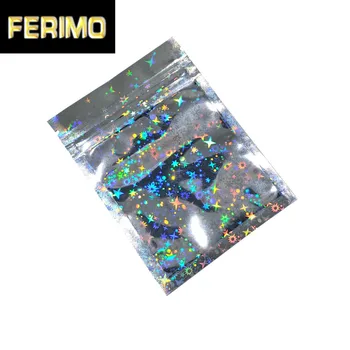 

1000Pcs Star Laser Mylar Zip Lock Packaging Bag Food Snack Tea Aluminum Foil Ziplock Storage Bag Party Favor Packing Pouch