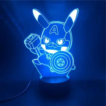 

3D Lamp Pikachu Avengers The Alarm Clock Base Atmosphere Best Gift for Decoration Battery Powered Usb Led Night Light Lamp