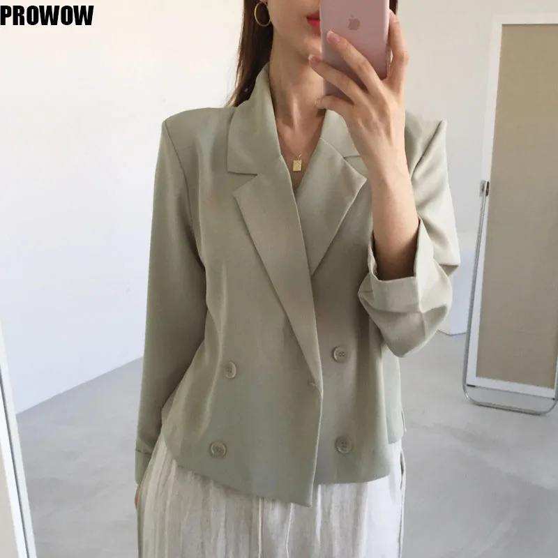 

2020 Summer Chic Simple Jacket Office Ladies Fashion Full Sleeves Double Breasted Women Loose All Match Chiffon Coat