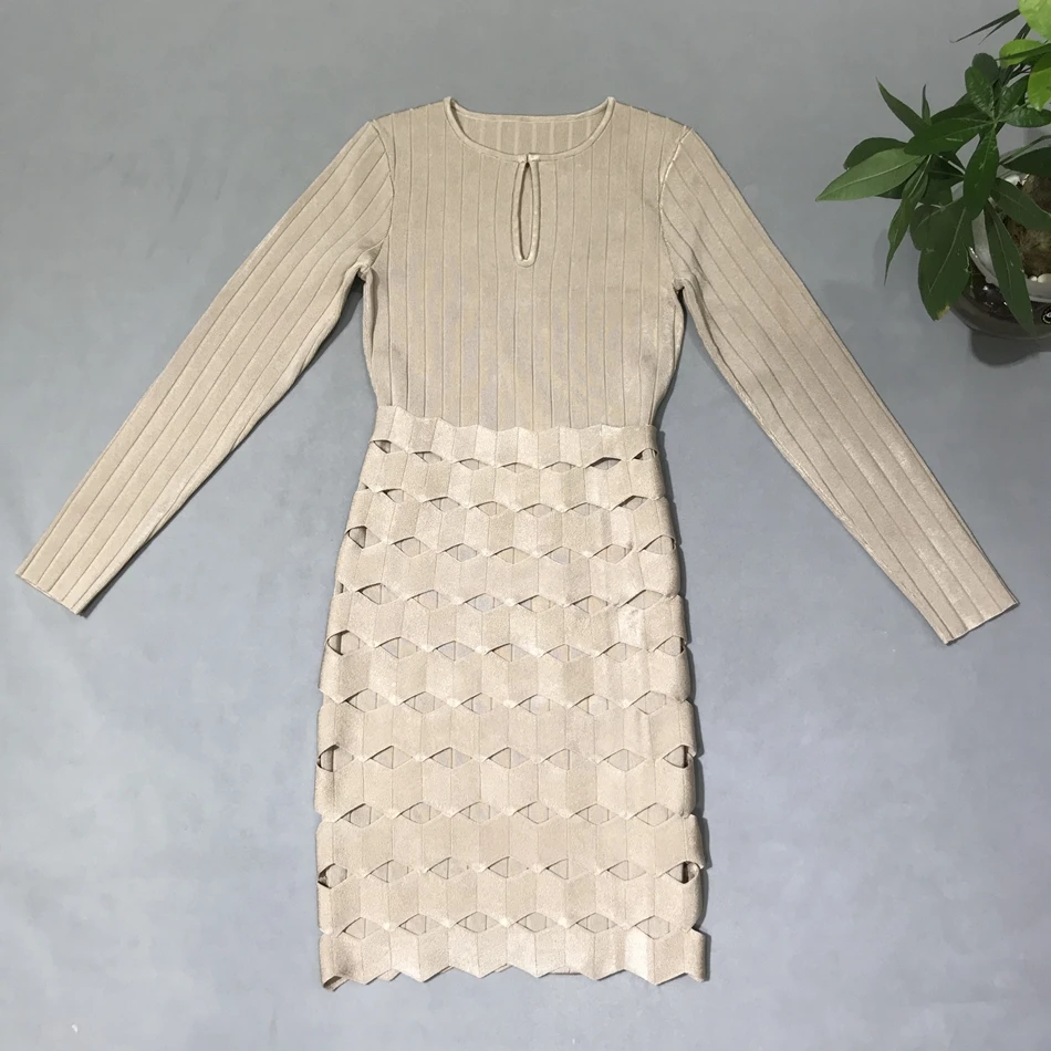 LEGER BABE/зимние однотонные женские платья с длинным рукавом, бандажные платья с круглым вырезом для ночного клуба, офисное женское платье