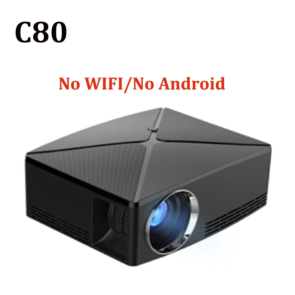 C80 мини-проектор 1280x720P Android6.0 2,4G wifi 1GB 8GB светодиодный портативный проектор C80UP Bluetooth 4,0 3D проектор для 4K домашнего кинотеатра - Цвет: C80 Black