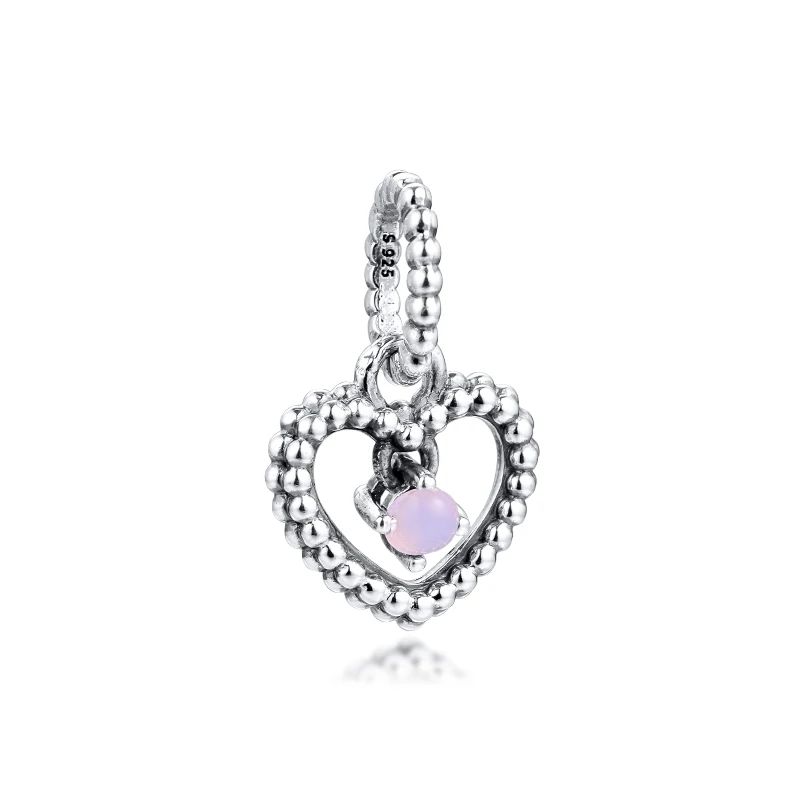 

Charms fits for Bracelets Necklaces 100% 925 Sterling Silver Jewelry Misty Rose Beaded Heart Dangle Beads Free Shipping