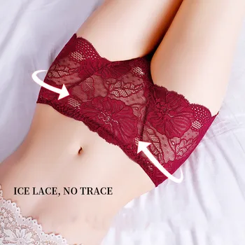 

3 Pcs Sexy Panties Women Mid-Rise Knickers Lace Flowers Panties Ladies Mesh See through Underpants Intimates Lingerie Briefs