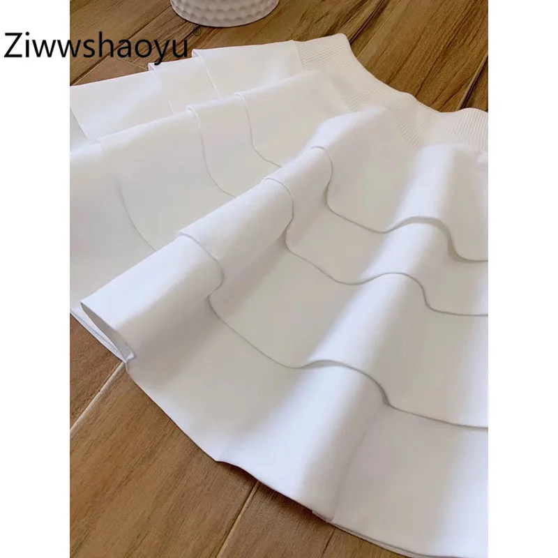 Ziwwshaoyu новая весенняя летняя многослойная белая хлопковая модная мини-юбка с высокой талией Женская