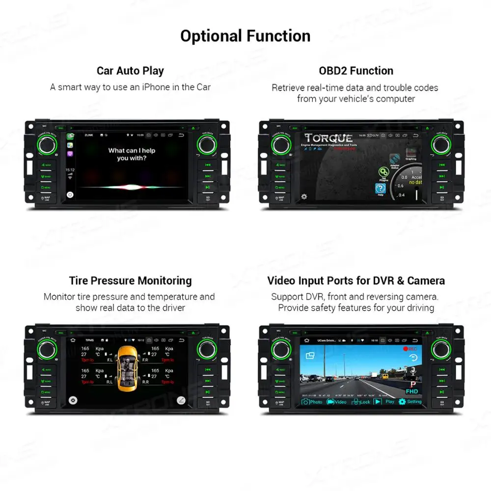 Best XTRONS 6.2"Android 9.0 Octa Core 4GB RAM 64GB ROM Car DVD Player Multimedia GPS System TPMS SWC for JEEP for DODGE for Chrysler 4