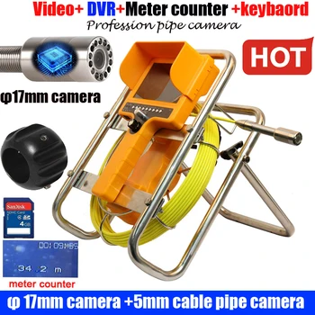 

17mm camera dvr meter counter Borehole Sewer Pipe Inspection Camera System Water Pipe Well Monitoring System With 30m Cable