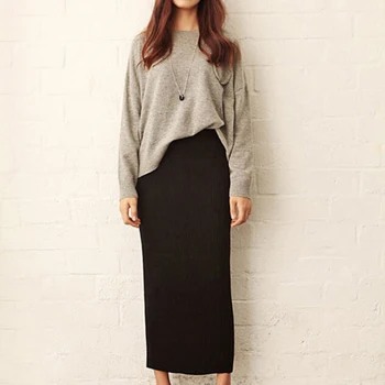 

2018 Womens Sexy Chic Pencil Skirts Autumn Knitted Long Skirt Package Hip Elastic Split Skirts Faldas Mujer Faldas Moda