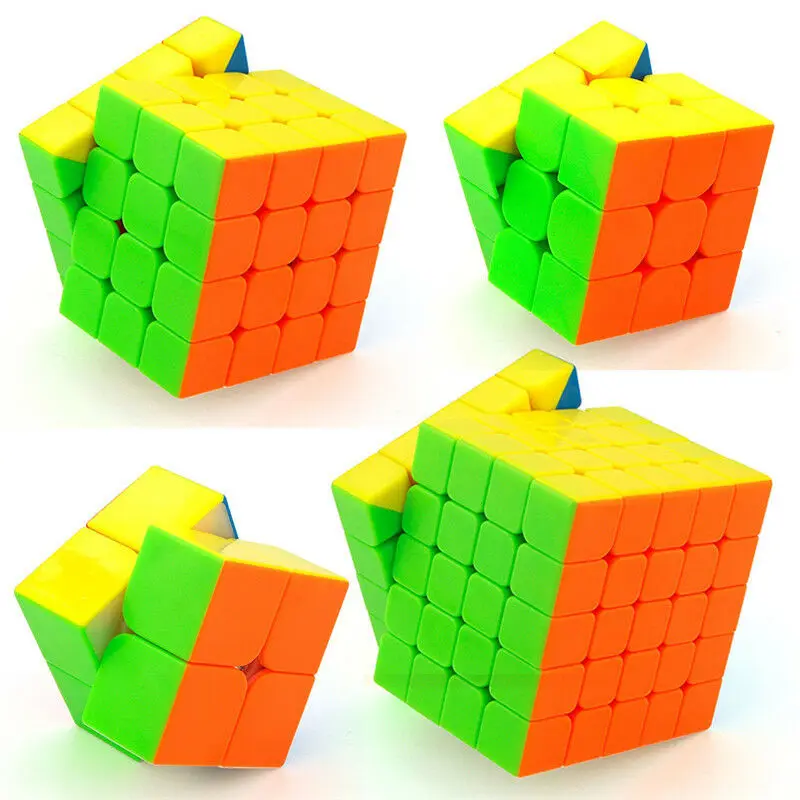 Moyu Speed Cube Bundle Mofangjiaoshi 2x2 3x3 4x4 5x5 Stickerless Magic Cube Set Xmas Gift Kids Child