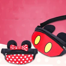 Милая детская модная парусиновая сумка с бантиком и карманами с изображением Минни Маус, водонепроницаемая сумка через плечо, сумка на плечо, поясная сумка