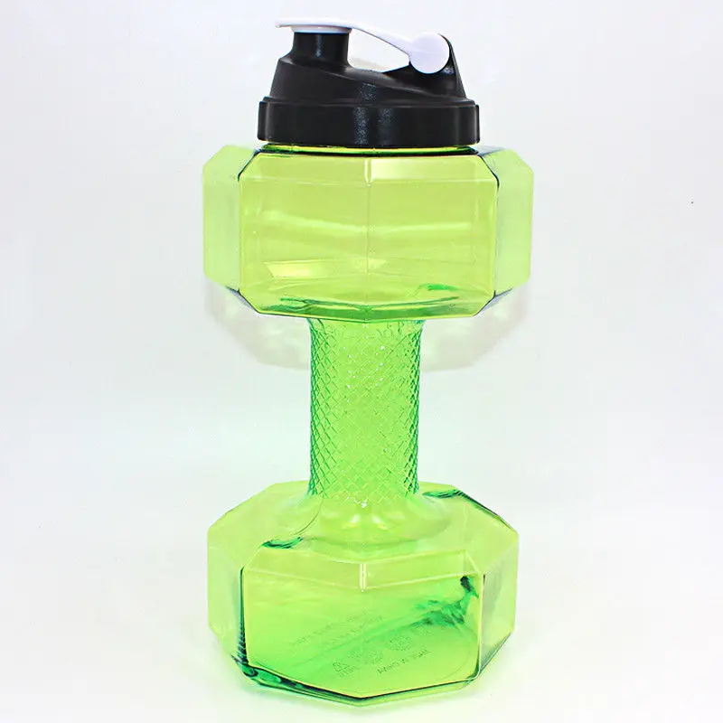 Зеленый 2.2L PETG большая бутылка для воды портативный спортивный гантели в форме Упражнения Тренажерный Зал Фитнес белок Встряхнуть Вес чайник - Цвет: Зеленый