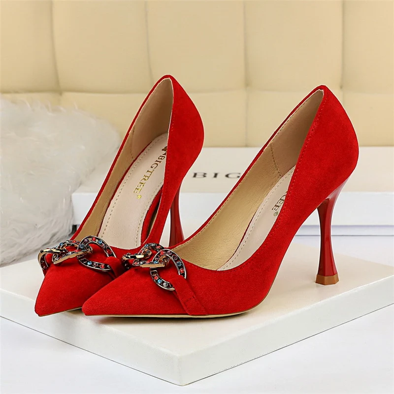 Весенние женские туфли-лодочки Tacones элегантные стразы из замши; Цвет зеленый, желтый, обувь на высоком каблуке Женская обувь с украшением в виде кристаллов обувь для вечеринок Свадебные туфли