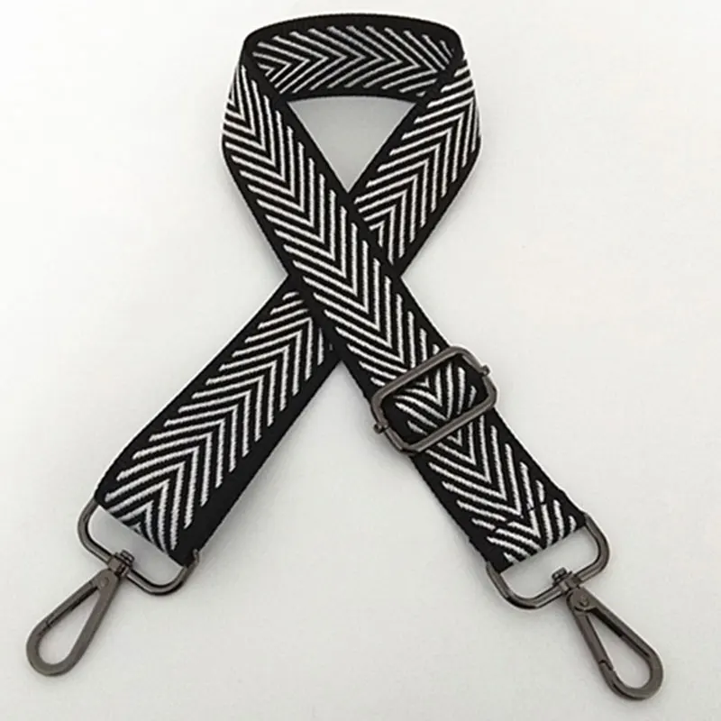 silver black buckle Для женщин DIY сумка Широкий ремень сумки Сумка через плечо новая декоративная стильная сумка "Почтальон" на ремне Регулируемая сумка ремень полосатый нейлоновый ремешок - Цвет: silver black buckle