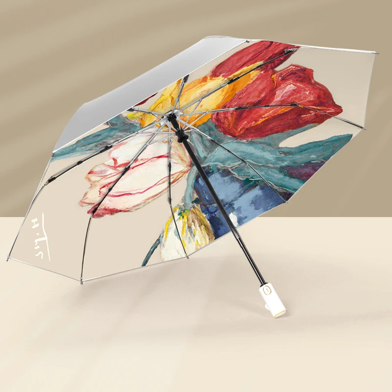 Paraguas con diseño de flores mujer, sombrilla Plegable para lluvia y sol, Parapluie|Paraguas| - AliExpress