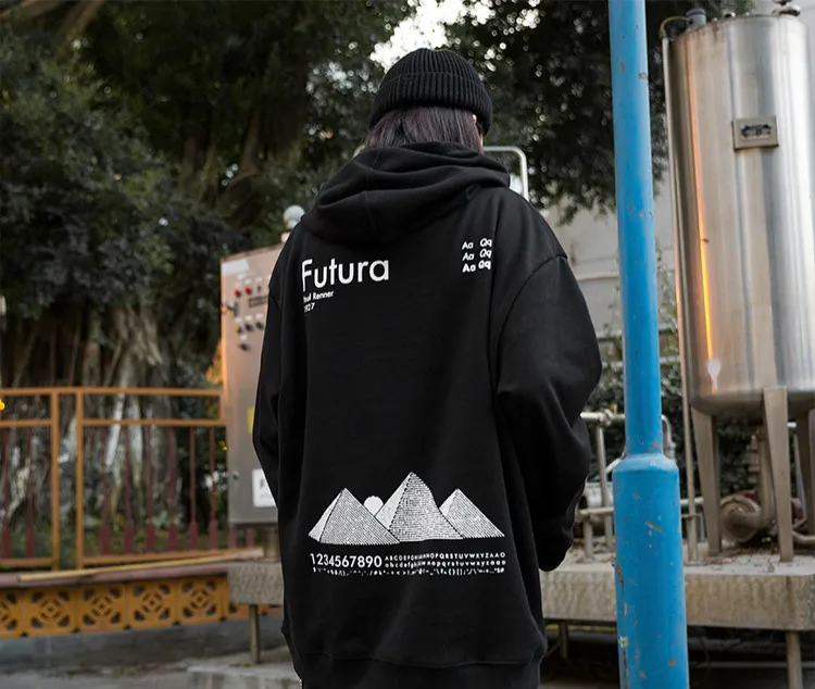 Корейская мода дизайн Futura горный принт мужские толстовки и свитшоты красный оранжевый цвет Dark Souls High Street Толстовка мужская