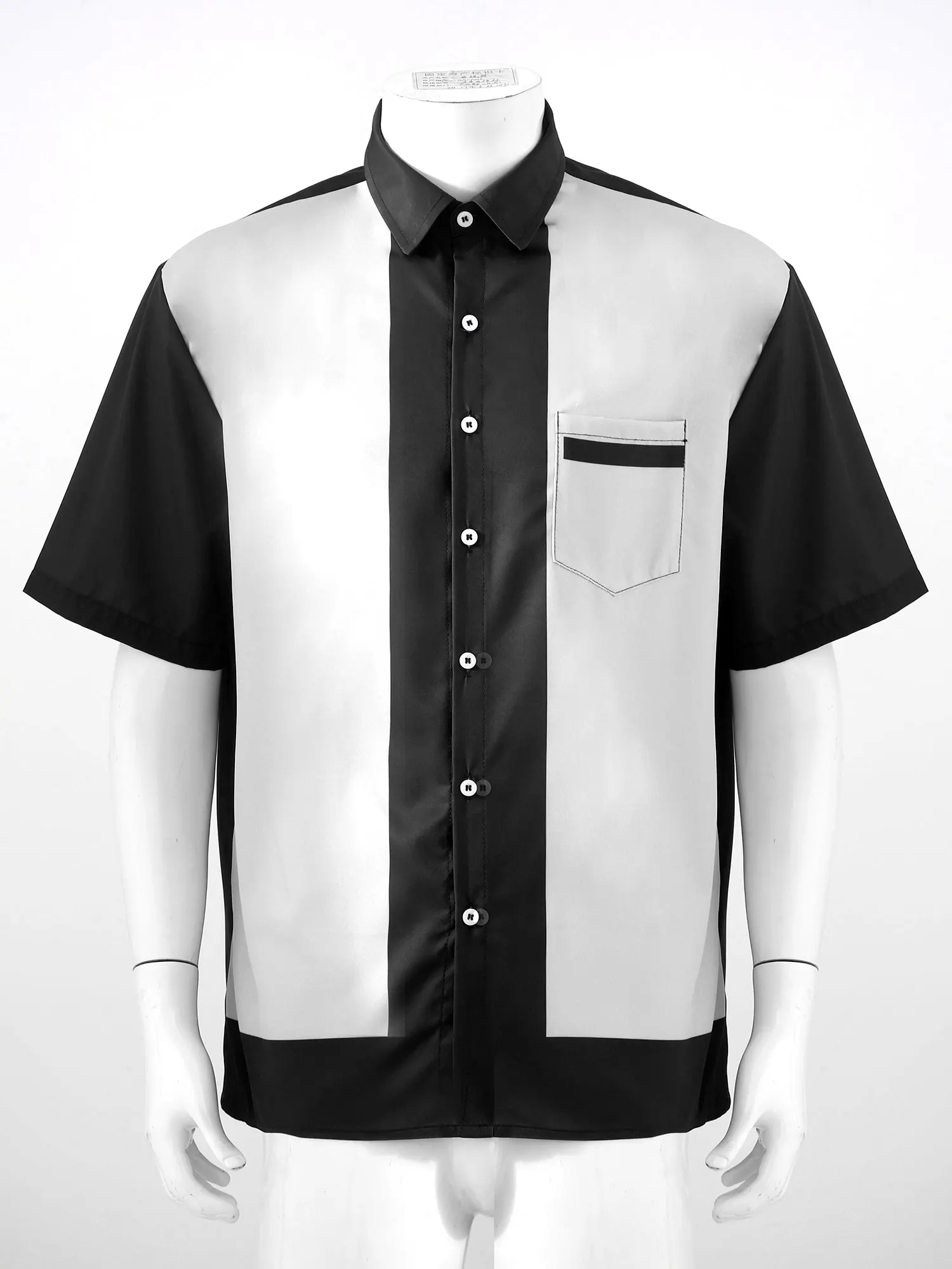 Mens Retro Bowling Shirts Short Sleeve 