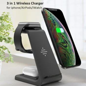 

Qi 10W 3 in1 Wireless Charger For iPhone 11Pro/Xr/Xs Apple Watch 1 2 3 4 Wireless Charging Stand for iWatch 5 4 for AirPods TWS