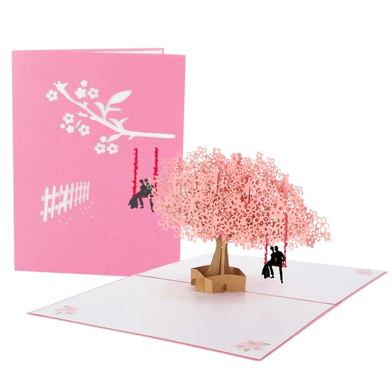  New 3D New Cherry Three-dimensional Small Card Folding Teacher's Day Couple Blessing Manual DIY Inv - 4.00048E+12
