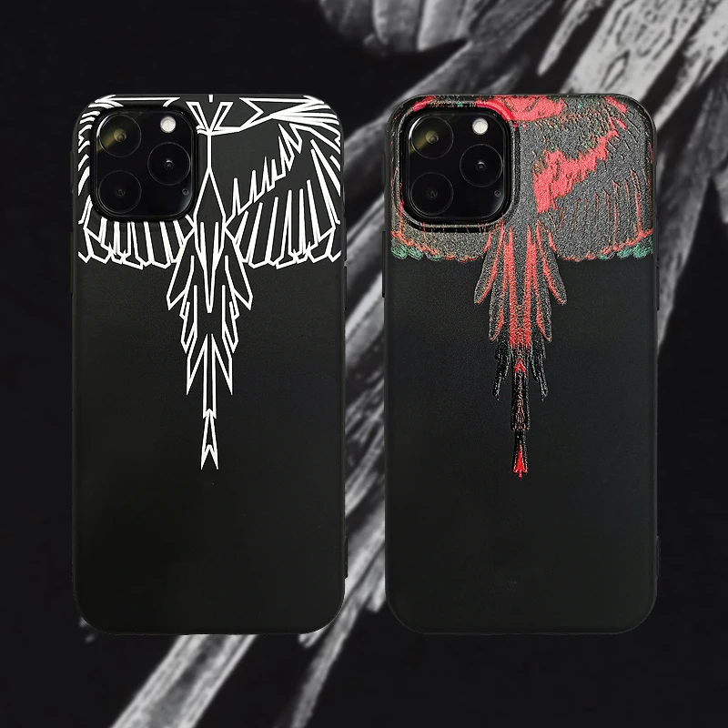 

feather Fashion brand case for iphone 11 pro x xs max xr 8 7 6 6s plus matte silicone phone cover 3D Super reliefcoque fundas