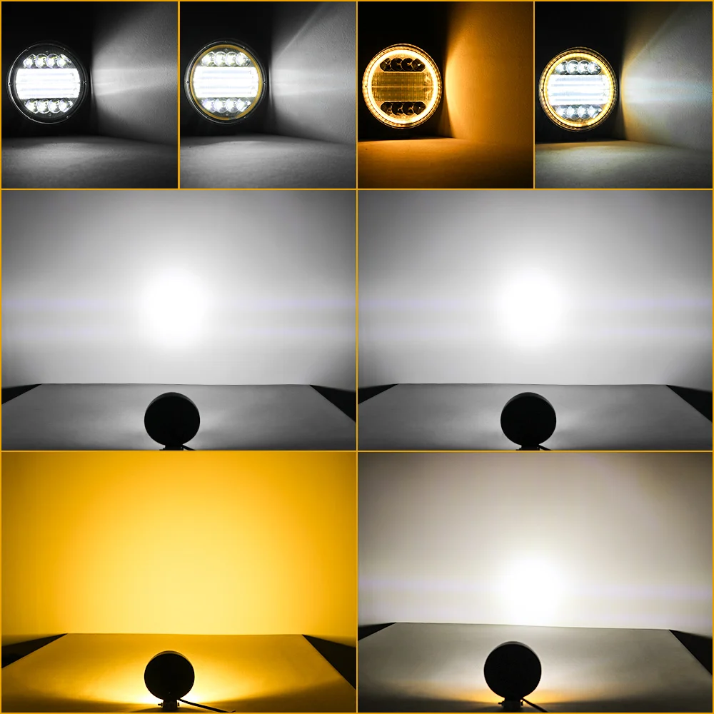 72W Led Work Light Bar Square Round Spotlight DRL Car Light For 4x4 SUV ATV Truck Excavator