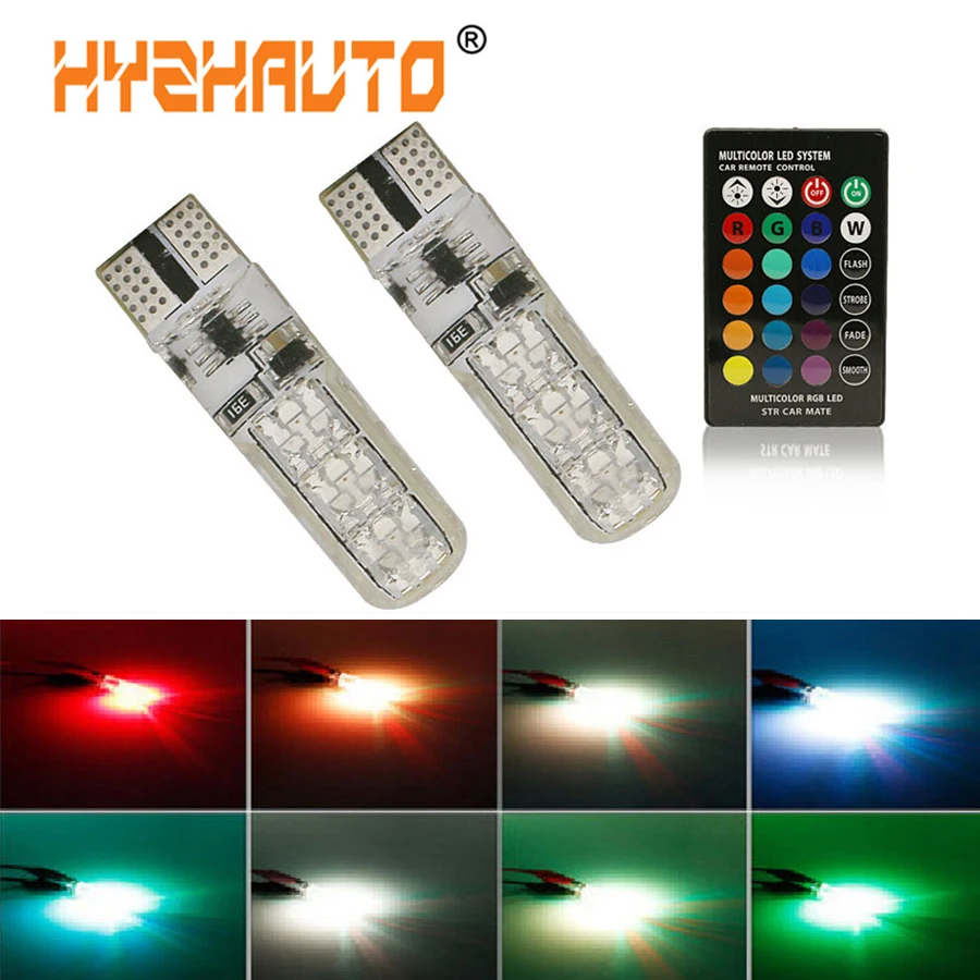 Стайлинг автомобиля 2 шт. цветной светодиодный светильник t10 6 SMD 5050 RGB W5W