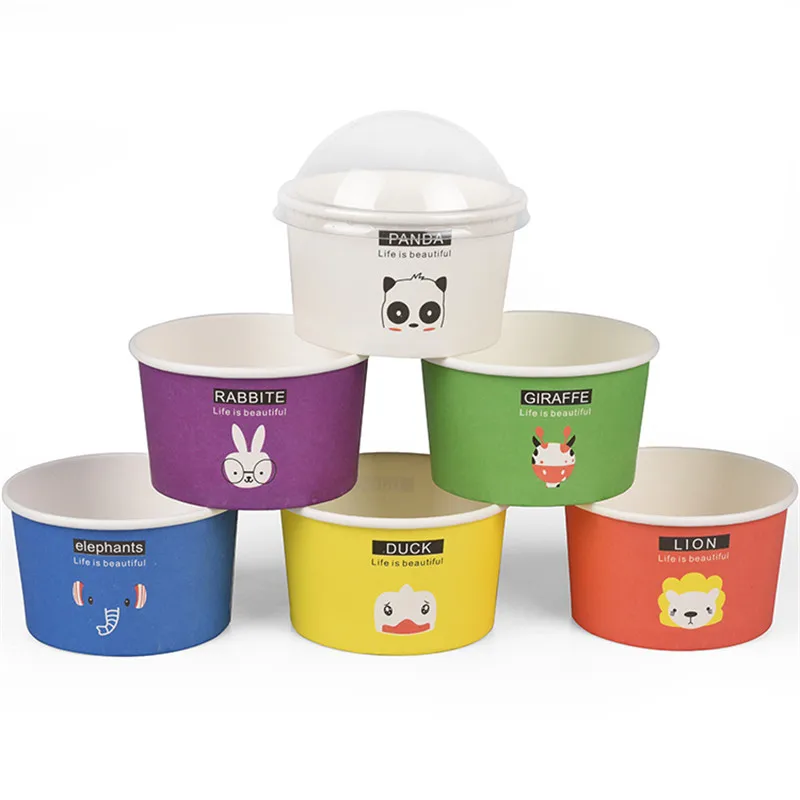 

50pcs Creative disposable ice cream cup party birthday wedding favor cake baking decoration cartoon animal paper cup with lid