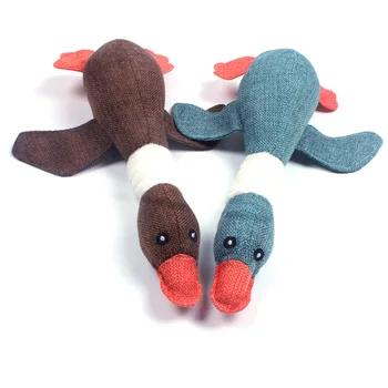 

1PC Cute Wild goose Cat dog toys puppy pet chew toy animals squirrel plush Cartoon bite Linen cloth Wild goose squeak toy