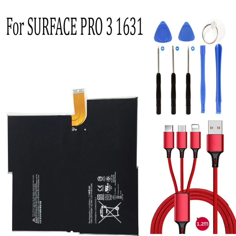 5547 мАч MS011301-PLP22T02 Аккумулятор для ноутбука MICROSOFT SURFACE PRO 3 1631 G3HTA005H G3HTA009H 1577-9700+ USB кабель+ набор инструментов